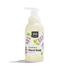 Jabón de manos espumoso 365, dispensador con lavanda para limpieza suave.