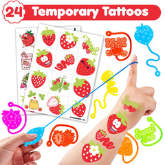91STICKYHAND: tatuajes temporales de fresa para diversión en la fiesta.
