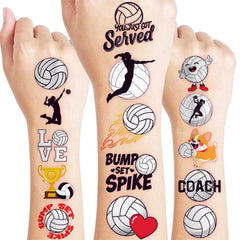 Tatuaje de voleibol divertido para piel con diseño colorido de 91TATTOOS