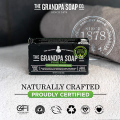 Jabón del Abuelo, perfecto para camping por su tamaño compacto y resistente.