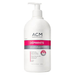 ACM Depiwhite Leche Corporal Despigmentante 500ml, botella para hidratación suave.