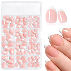 AddFavor frances-tip blanco oval, acabado elegante para uso diario.