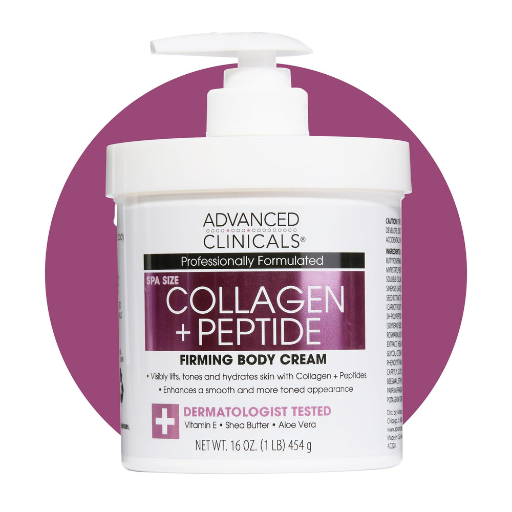Advanced Clinicals Collagen Peptides crema corporal en bote para hidratación profunda