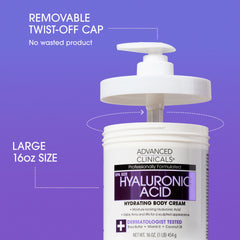 Advanced Clinicals, crema corporal hialurónica para piel nutrida y suave.