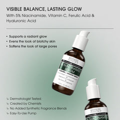 Advanced Clinicals Niacinamida 5% serum aplicado: una gota hidrata y suaviza