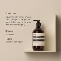 Aesop Gel Ducha Corporal Mandarina y Bergamota, aroma cítrico vigorizante para la ducha.