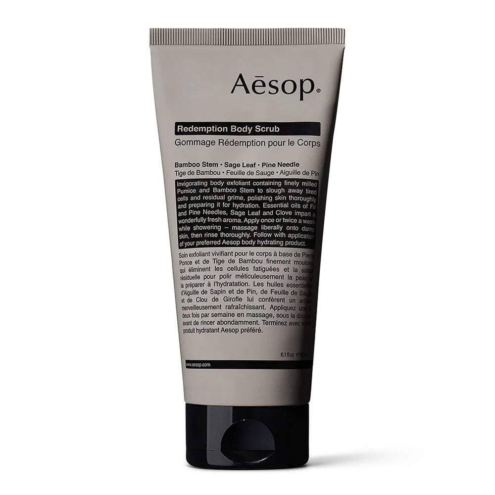 Aesop Redemption exfoliante corporal con púmice fina para una piel suave.