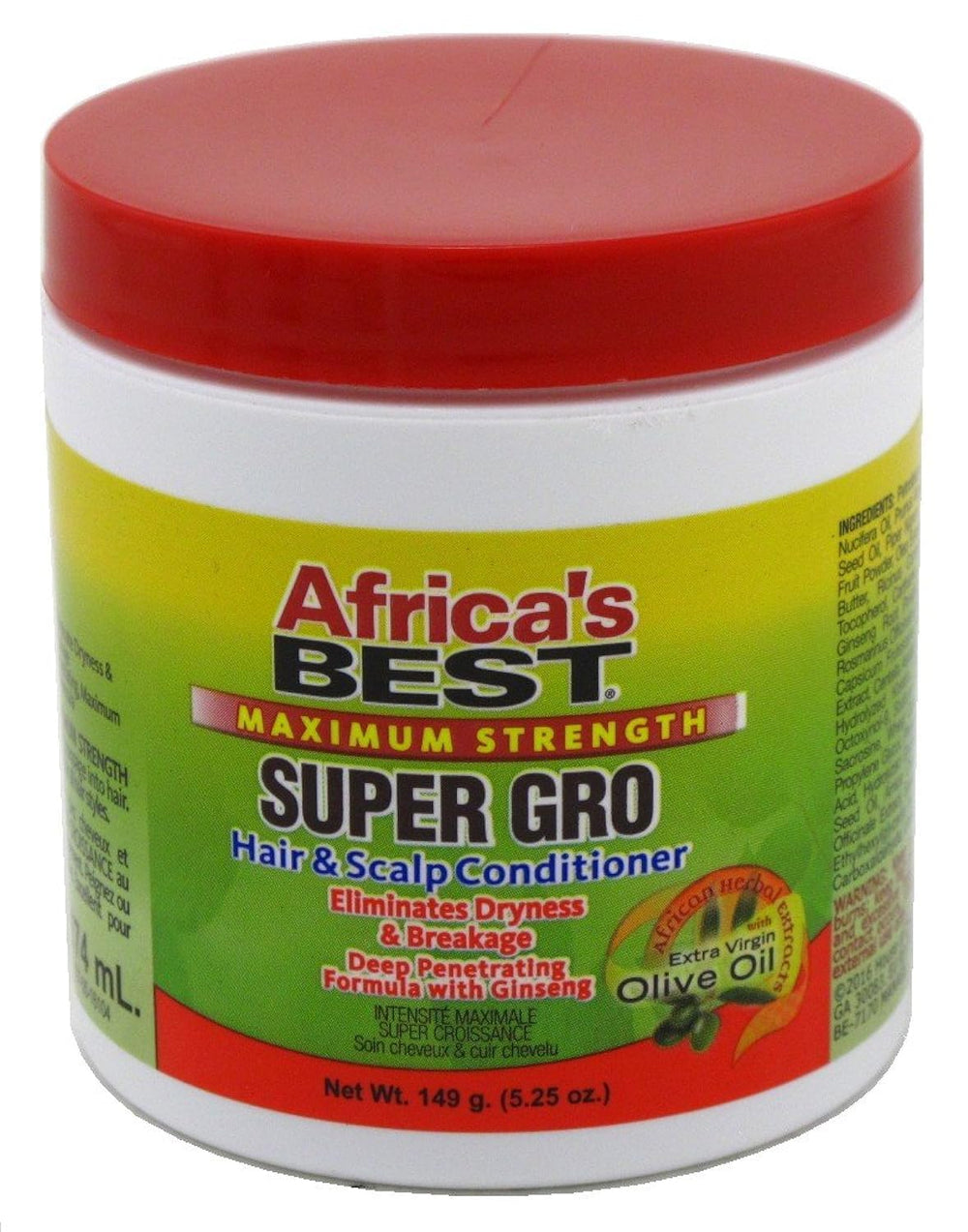 Envase doble de Africa's Best Super Gro, acondicionador para brillo y fortalecimiento diario del cabello.