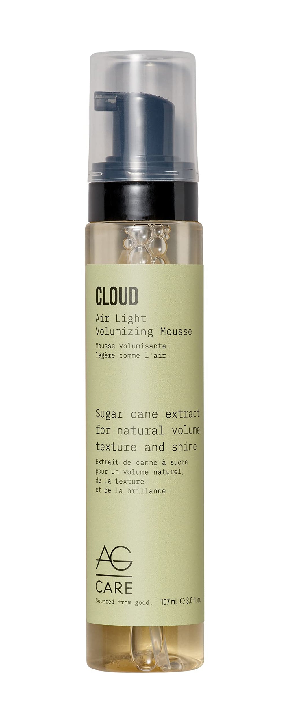 AG Care Cloud Air Light Mousse: botella que ofrece volumen inmediato y control del frizz.