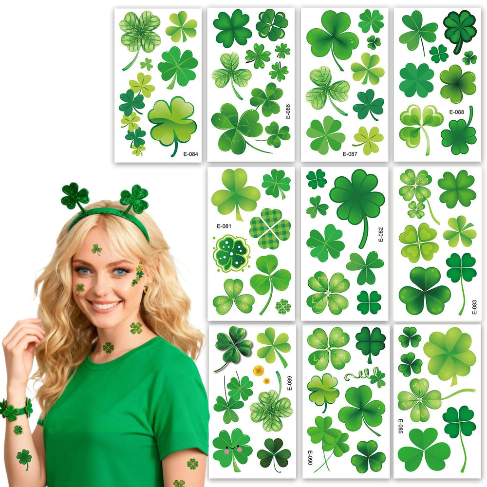 AKAKL tatuajes temporales de San Patricio con tréboles, ideales para fiestas.