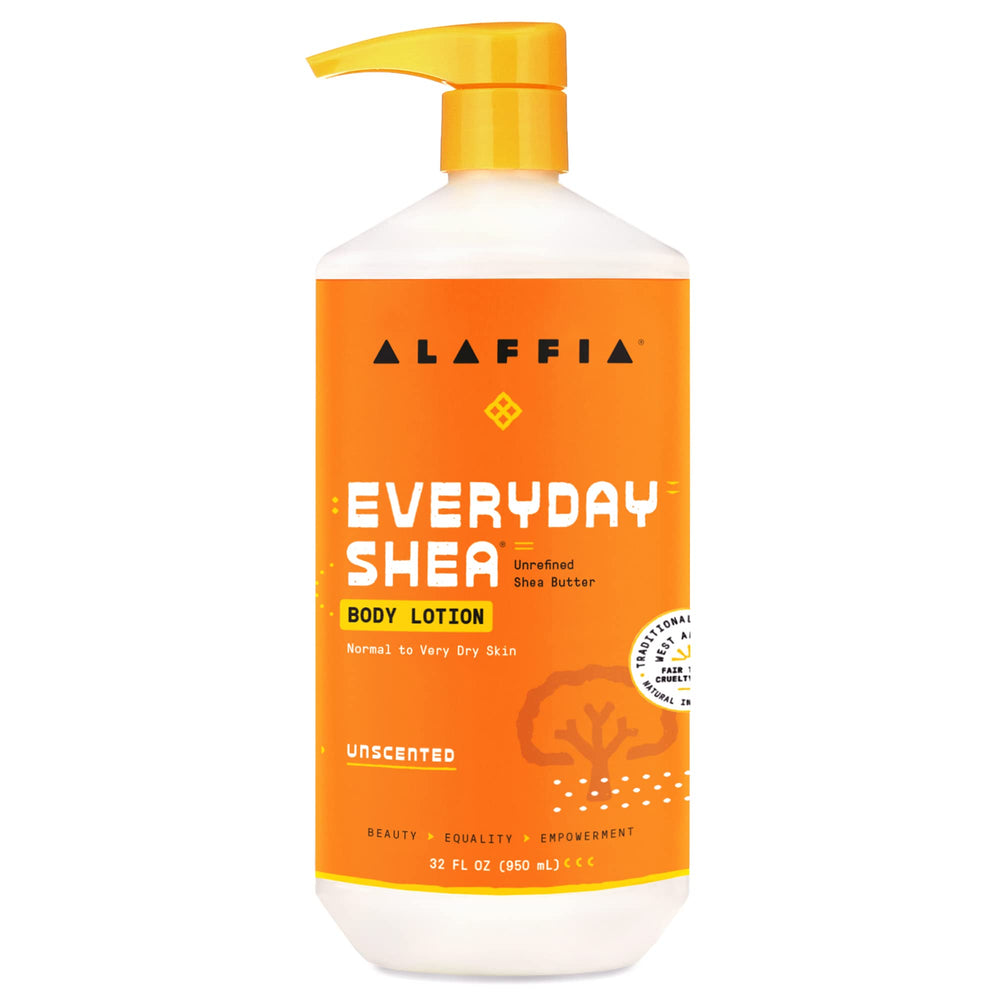 Alaffia crema corporal Shea en frasco, hidratación diaria para piel normal a seca.