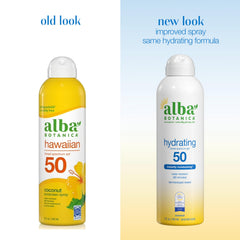 Alba Botanica protector solar, textura ligera, secado rápido.