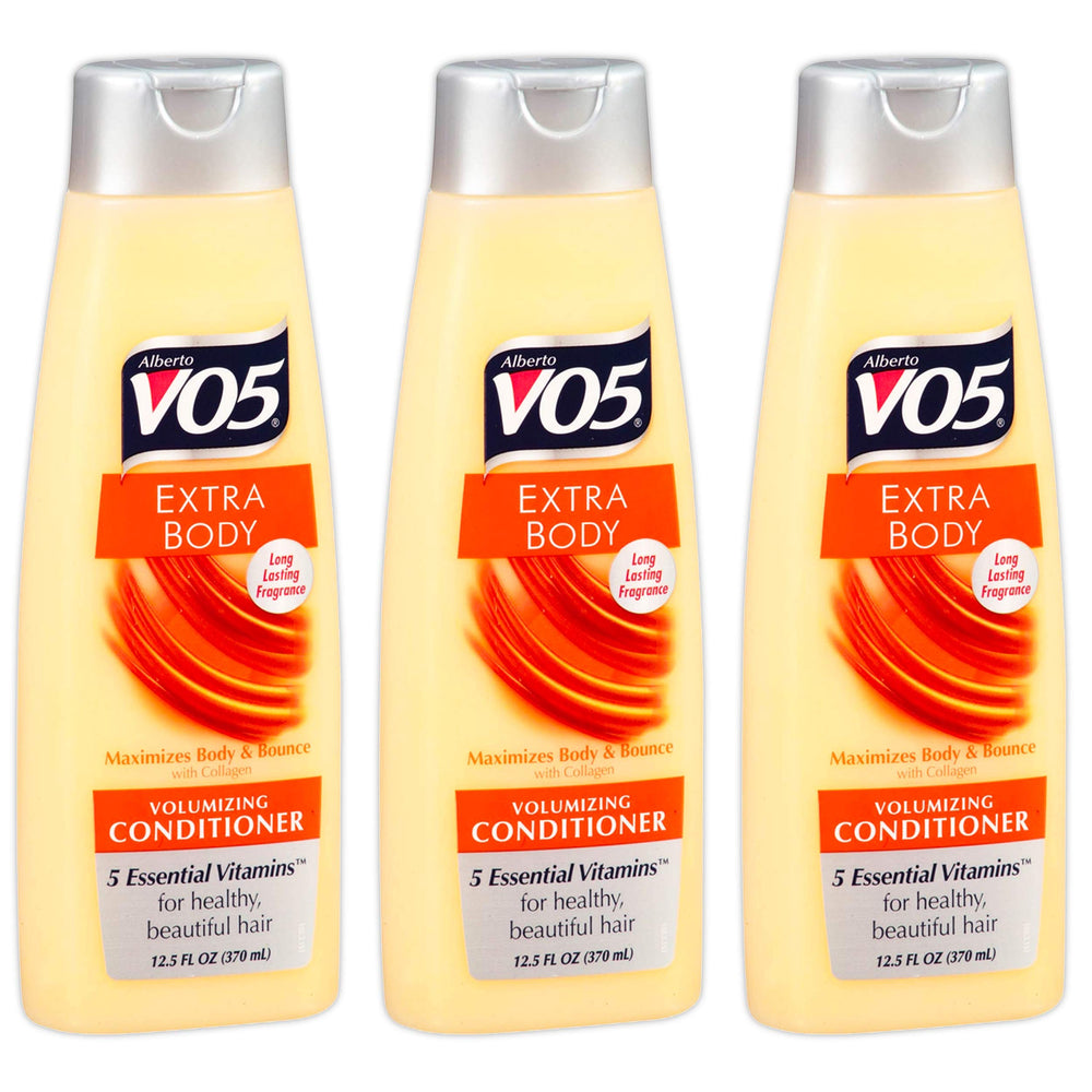 Acondicionador Alberto VO5 Extra Body en botella, aporta volumen y manejo suave para cabello ligero.