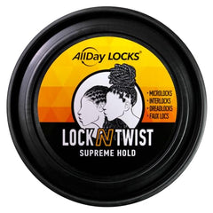 AllDay Locks Lock N Twist aplicando en la raíz para acabado limpio.