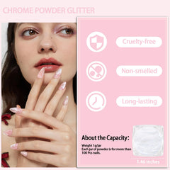 Allstarry polvo cromado, efecto espejo para uñas