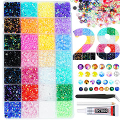 ALOCIAM Piedras de resina, 28 colores en rejilla para proyectos creativos.