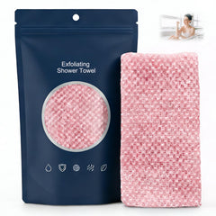 Alorin toalla exfoliante rosa, enfoque en empaque y diseño para baño