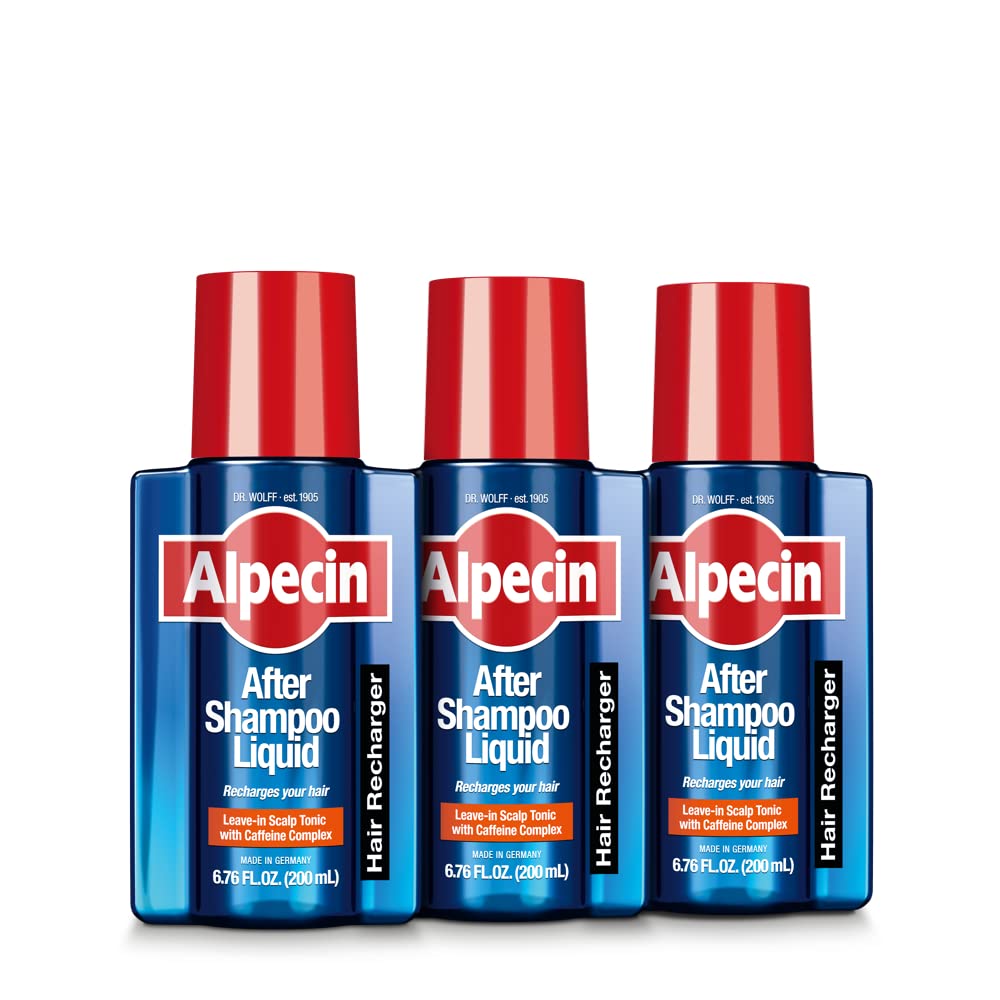 Alpecin botella de cafeína tras el lavado, enfoque en el producto