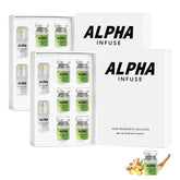 Alpha Infuse serum cabello en botella, posible fortalecimiento y brillo natural.