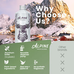 Alpine Provisions Shampoo crema y espuma, textura suave para uso diario.