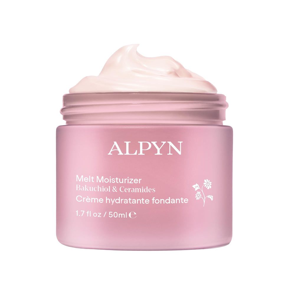 ALPYN Melt Moisturizer en bote: textura sedosa para hidratación suave.