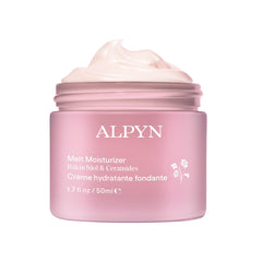 ALPYN Melt Moisturizer en bote: textura sedosa para hidratación suave.