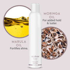 ALURAM Finishing Spray: aceites nutritivos para cabello hidratado y fortalecimiento.