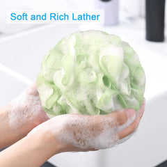 AmazerBath esponja-lufa con malla densa, genera espuma rica con poco gel.