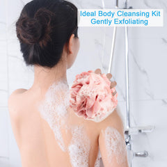 AmazerBath lufa exfoliante, textura de malla densa para espuma abundante.