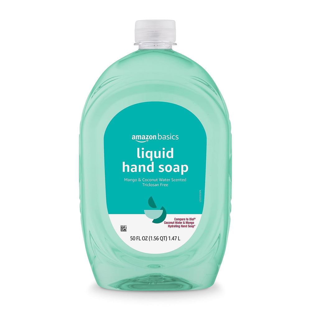 Jabón líquido para manos Amazon Basics con mango y coco, aroma tropical para uso diario