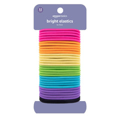 Amazon Basics ligas elasticas sin dano para cola de caballo; 32 unidades para uso diario.