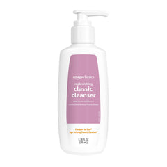Amazon Basics limpiador facial exfoliante suave en botella, sensación fresca.