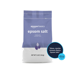 Etiqueta de Amazon Basics Sal Epsom con aroma a lavanda.