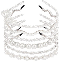 AMCAMI diadema con perlas blancas, conjunto de 6 piezas para looks elegantes