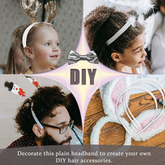 Amersumer diadema plana en plástico duradero, ideal para decorar con lazos y flores.