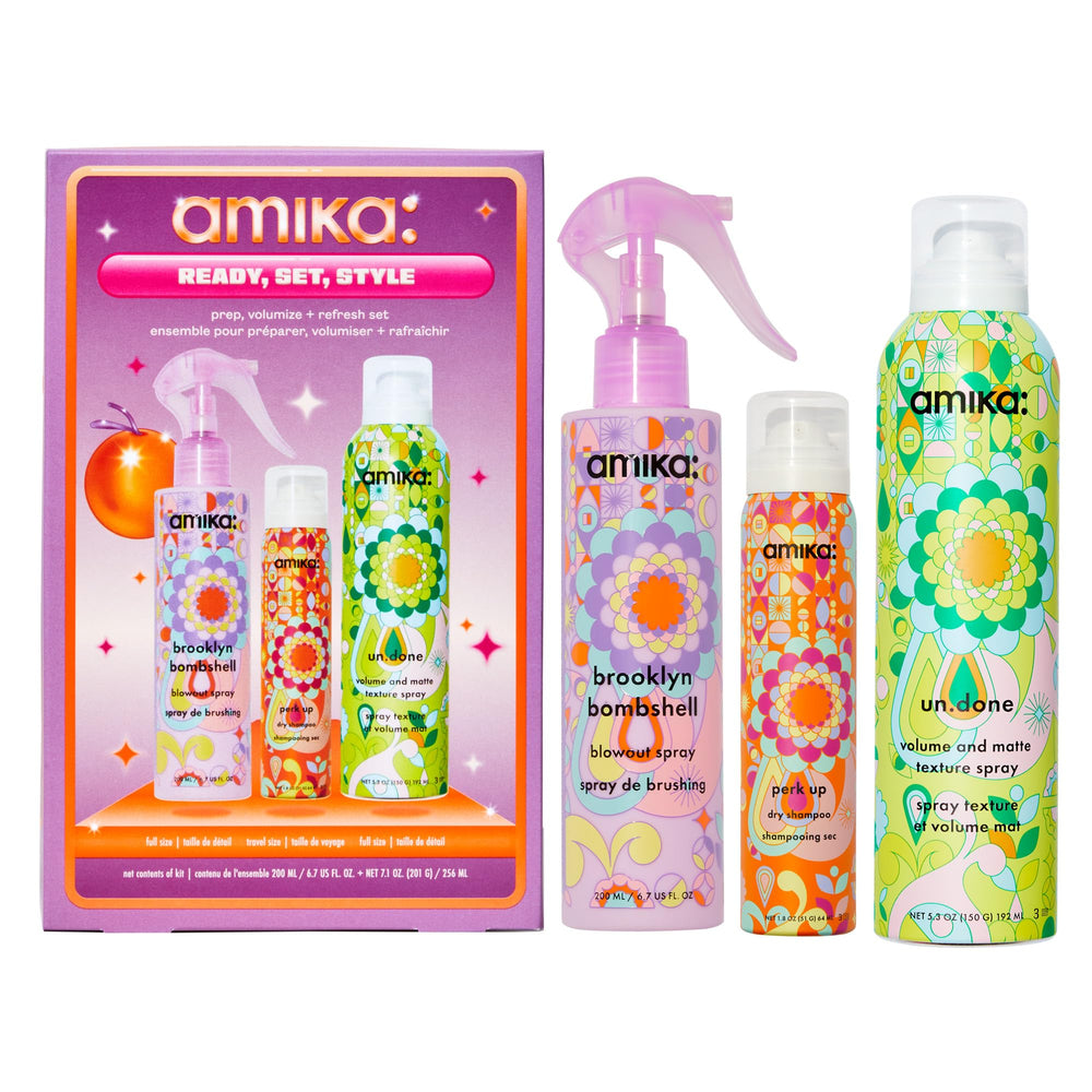 Amika aerosol de volumen Brooklyn para mayor cuerpo y brillo.