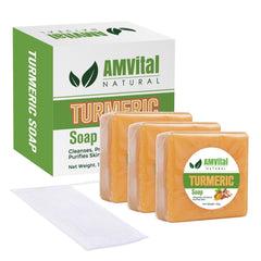AMVital jabon cúrcuma para cara y cuerpo, limpia suavemente y deja sensación fresca.