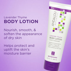 Textura cremosa de la loción corporal de Andalou Naturals Lavender Thyme