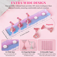 ANGNYA soporte de uñas magnético con base estable para fijar uñas postizas.