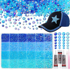 AnoleAir piedras de resina azul base plana 2mm con brillo duradero.