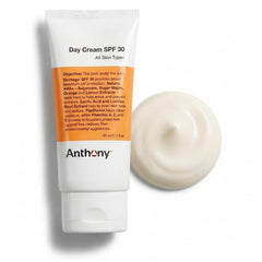 Anthony Crema Día SPF 30 botella: protección solar diaria para piel masculina.
