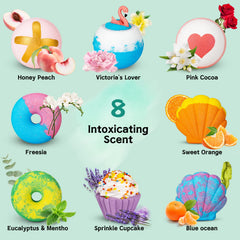 Bomba de baño Aofmee cacao rosa, burbujas densas y colores vivos.