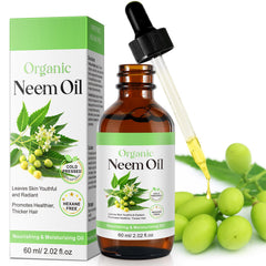 APUUFYQC Aceite Neem en botella frontal, cuidado suave de piel.