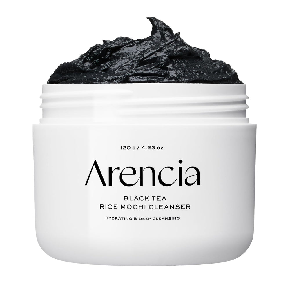 ARENCIA limpiador Mochi Arroz Té Negro: botella para uso diario y cuidado de poros.