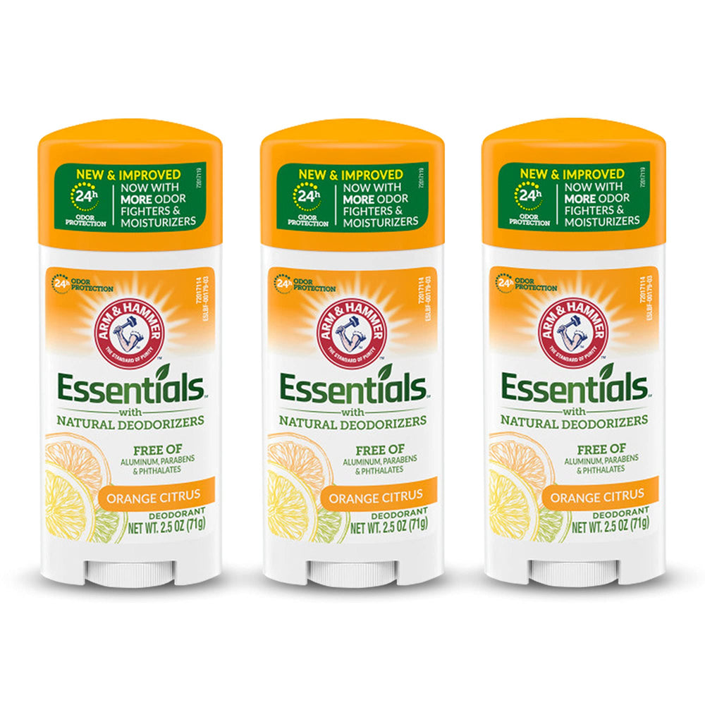 ARM & HAMMER Essentials desodorante naranja cítrico en barra sólida para uso diario