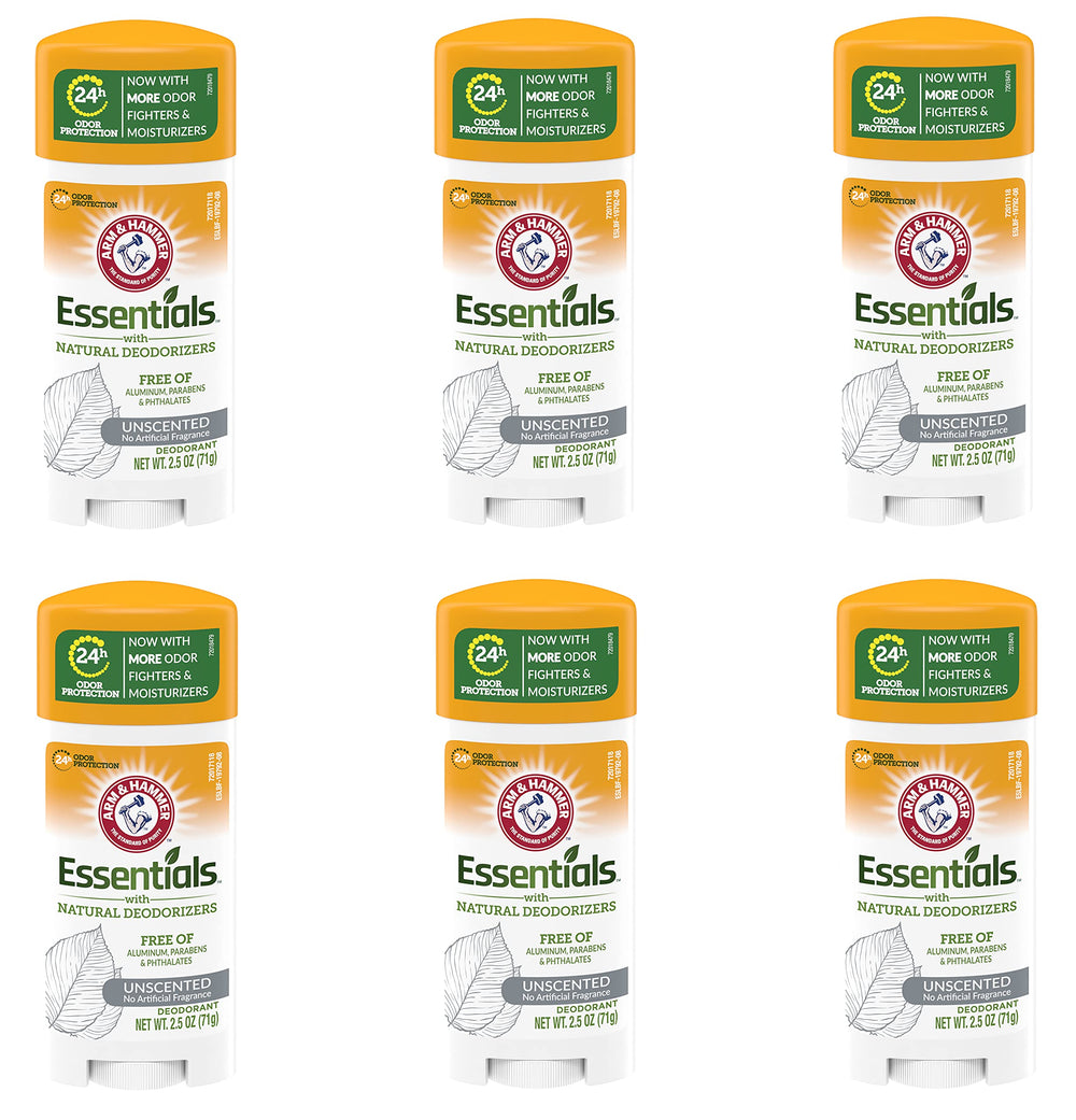 Arm & Hammer Essentials Desodorante Sólido Sin Fragancia, frente del envase, frescura diaria.