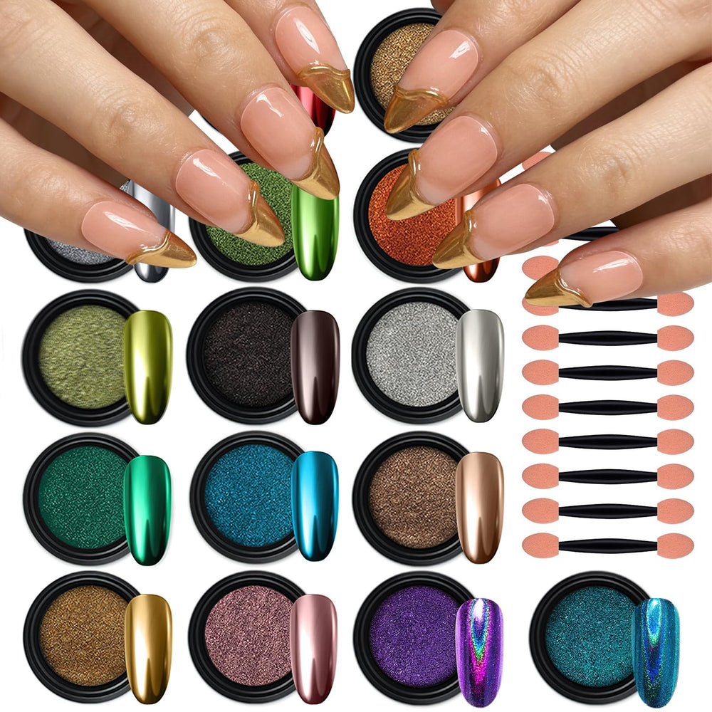 Artdone polvo cromo Aurora para uñas con acabado iridiscente.