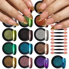 Artdone polvo cromo Aurora para uñas con acabado iridiscente.