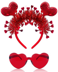 Asikkon diadema corazón rojo de doble tela para un look romántico