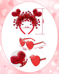 Asikkon gafas corazón rojo con lentes grises para fiesta con estilo